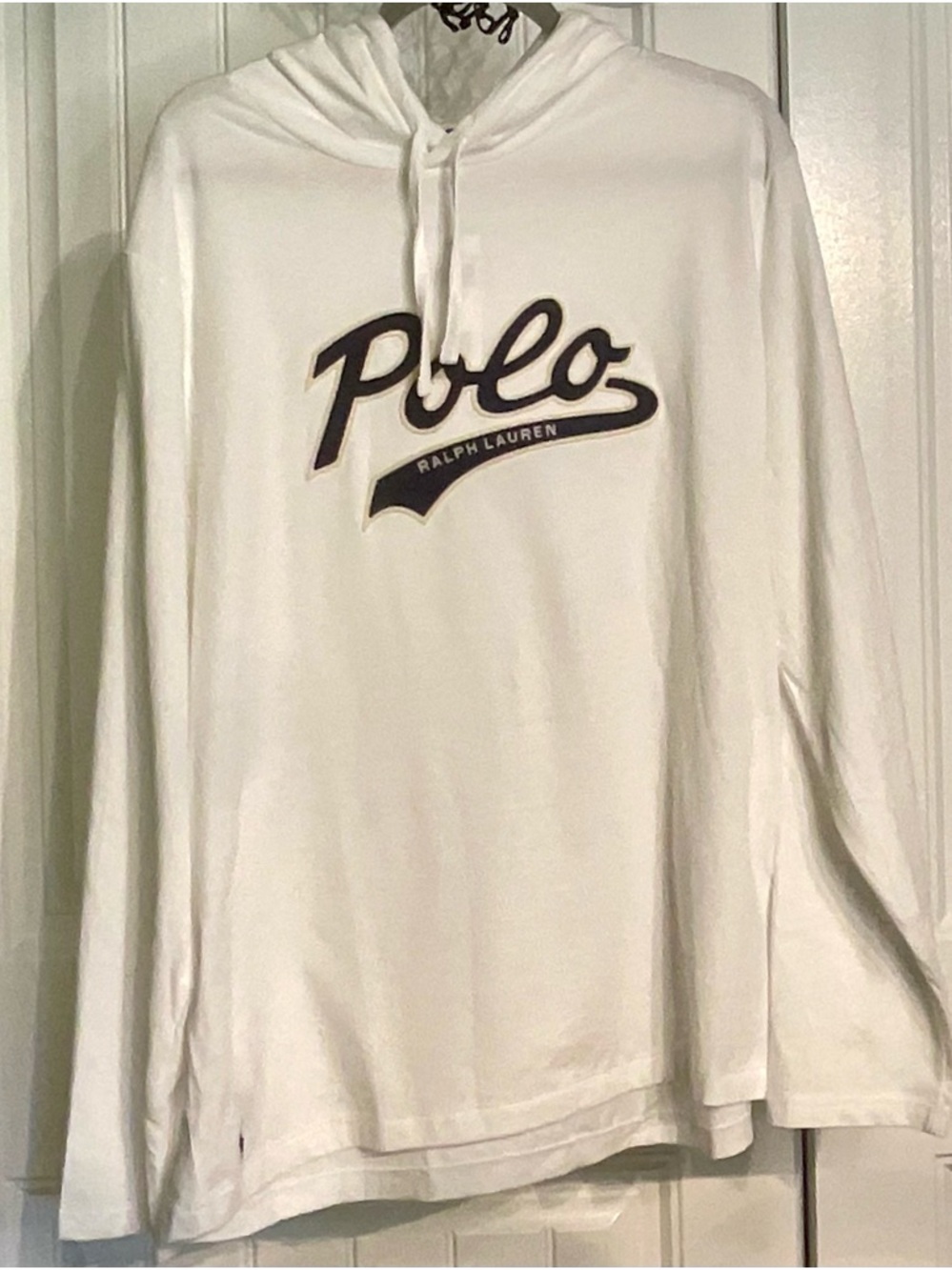 Ralph Lauren White Hoodie with Navy Script Logo